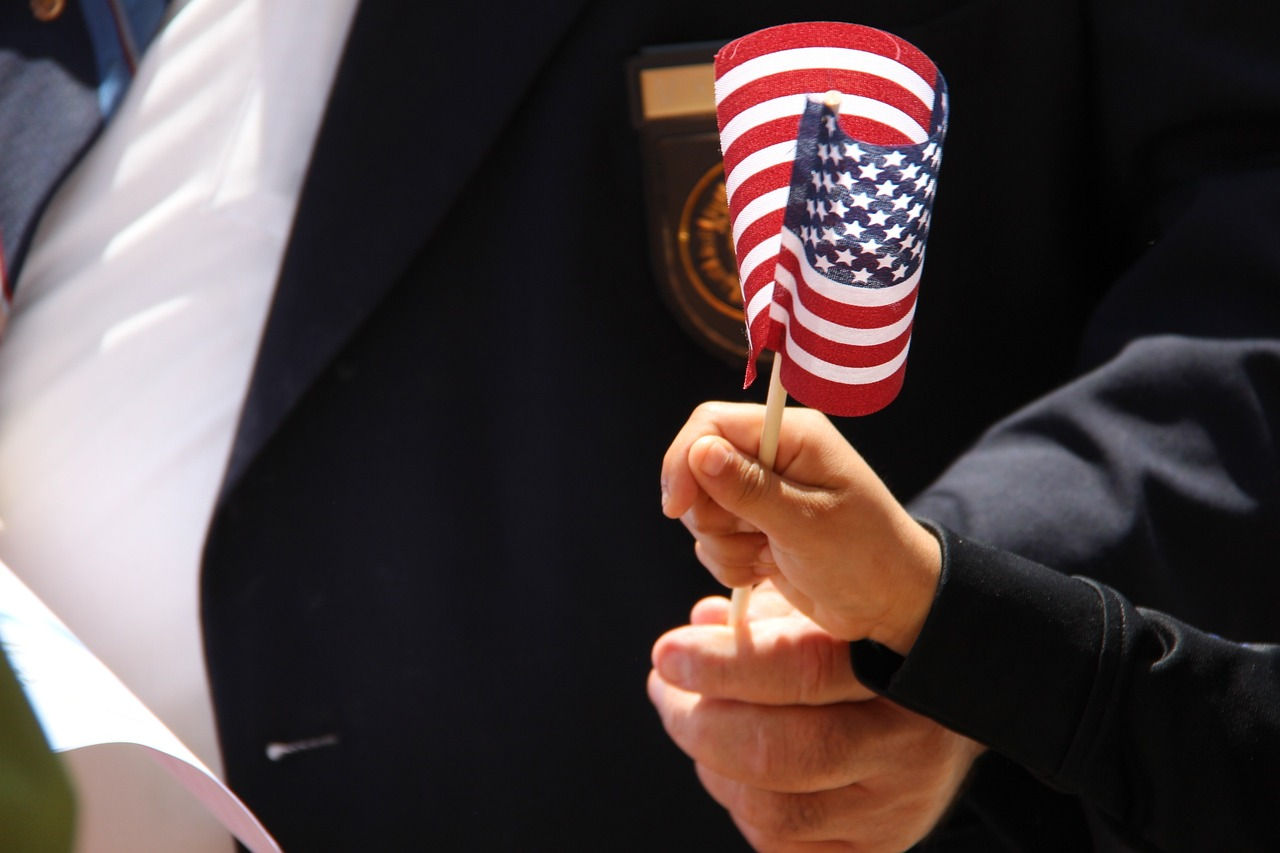 american flag in hand